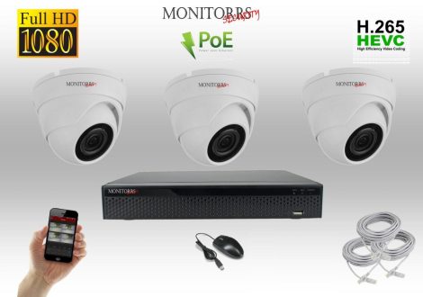 Monitorrs Security - IP Dóm kamerarendszer 3 kamerával 2 Mpix. - 6001K3