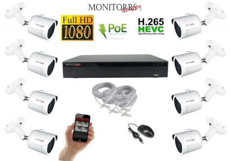 Monitorrs Security - IP kamerarendszer 8 kamerával 2 Mpix - 6002K8