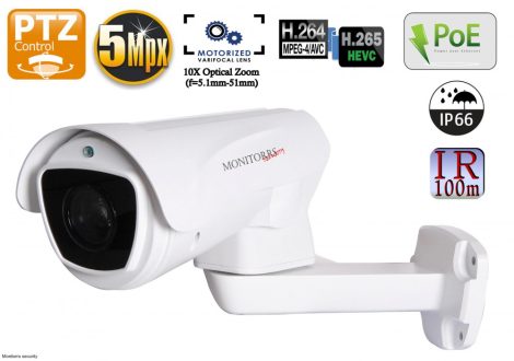 Monitorrs Security - 5,1 MPIx PTZ kamera 10 x zoom auto focus - 6009
