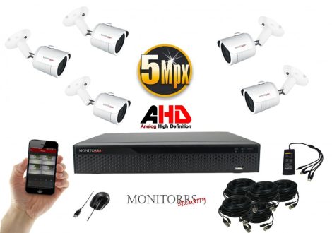 Monitorrs Security - AHD kamerarendszer 5 kamerával 5 Mpix - 6041K5