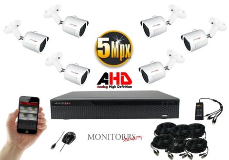 Monitorrs Security - AHD kamerarendszer 6 kamerával 5 Mpix - 6041K6