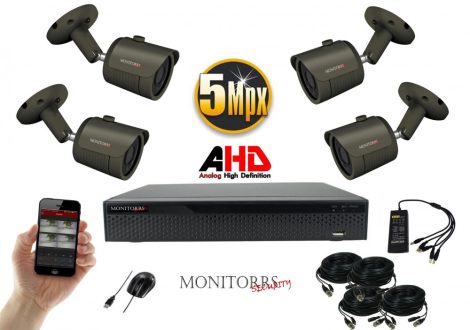 Monitorrs Security - AHD kamerarendszer 4 kamerával 5 Mpix - 6042K4