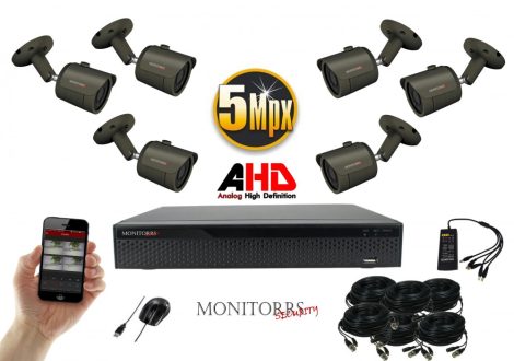 Monitorrs Security - AHD kamerarendszer 6 kamerával 5 Mpix - 6042K6