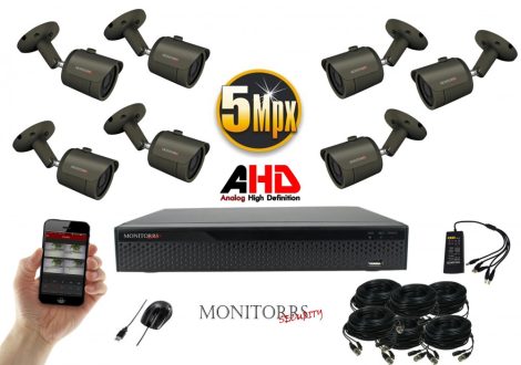 Monitorrs Security - AHD kamerarendszer 7 kamerával 5 Mpix - 6042K7