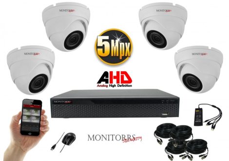 Monitorrs Security - AHD Dóm kamerarendszer 4 kamerával 5 Mpix - 6043K4