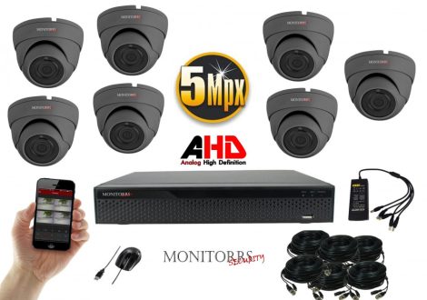Monitorrs Security - AHD Dóm kamerarendszer 7 kamerával 5 Mpix - 6044K7