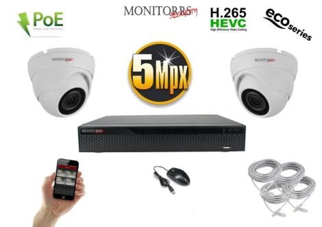 Monitorrs Security - IP Dóm kamerarendszer 2 kamerával 5 Mpix WD - 6080K2