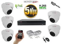   Monitorrs Security - IP Dóm kamerarendszer 5 kamerával 5 Mpix WD - 6080K5