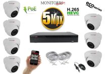   Monitorrs Security - IP Dóm kamerarendszer 7 kamerával 5 Mpix WD - 6080K7
