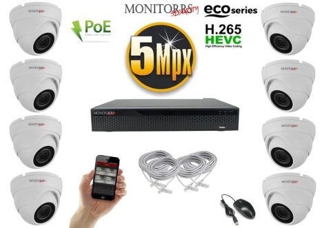 Monitorrs Security - IP Dóm kamerarendszer 8 kamerával 5 Mpix WD - 6080K8