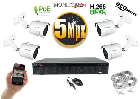 Monitorrs Security - IP kamerarendszer 4 kamerával 5 Mpix WT - 6082K4