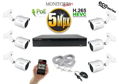 Monitorrs Security - IP kamerarendszer 6 kamerával 5 Mpix WT - 6082K6