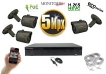   Monitorrs Security - IP kamerarendszer 3 kamerával 5 Mpix GT - 6083K3