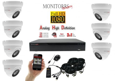 Monitorrs Security - AHD Dóm kamerarendszer 7 kamerával 2 Mpix - 6103K7