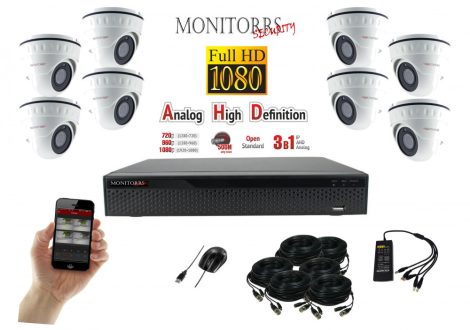 Monitorrs Security - AHD Dóm kamerarendszer 8 kamerával 2 Mpix - 6103K8