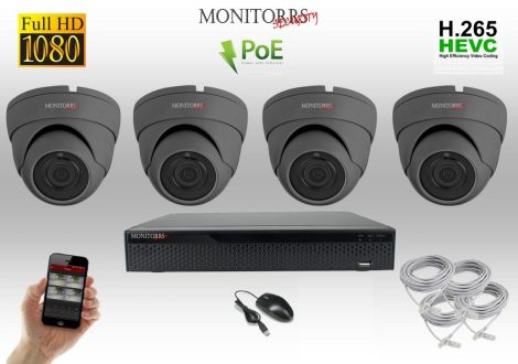 Monitorrs Security - IP Dóm kamerarendszer 4 kamerával 2 Mpix - 6169K4