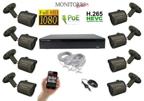 Monitorrs Security - IP kamerarendszer 8 kamerával 2 Mpix - 6170K8