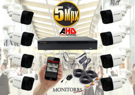 Monitorrs Security - AHD kamerarendszer 8 kamerával 5 Mpix - 6198K8