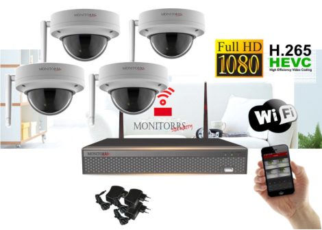 Monitorrs Security - Wifi IP Full HD Dóm kamerarendszer 4 kamerával - 6301K4