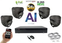   Monitorrs Security - AI IP Dóm  kamerarendszer 4 kamerával 5 Mpix - 6371K4