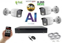   Monitorrs Security - AI IP kamerarendszer 3 kamerával 5 Mpix - 6372K3