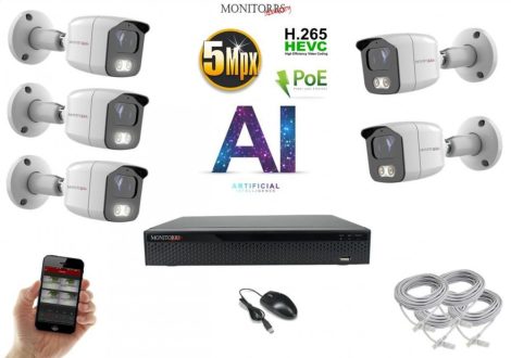Monitorrs Security - AI IP kamerarendszer 5 kamerával 5 Mpix - 6372K5