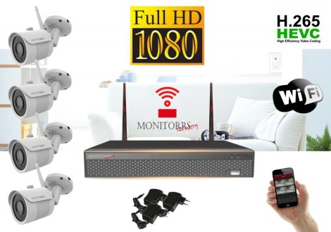 Monitorrs Security - Wifi IP Full HD kamerarendszer 4 kamerával - 6513K4