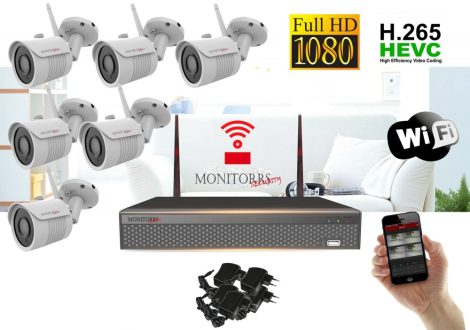 Monitorrs Security - Wifi IP Full HD kamerarendszer 6 kamerával - 6513K6